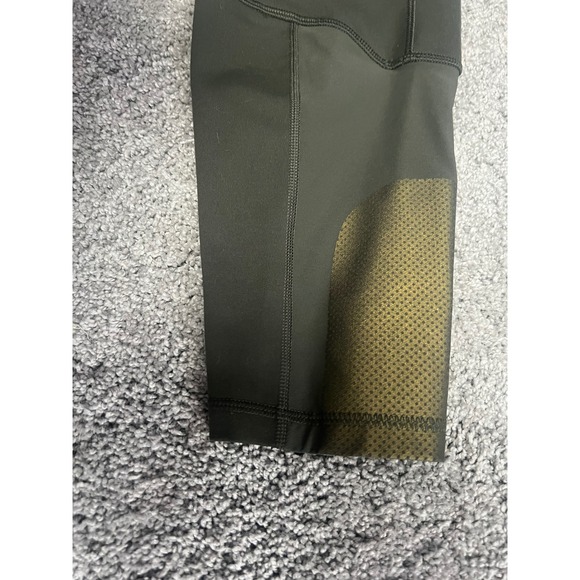 REI Co-op Olive Green Athletic Leggings Gold Accent Panels Size L - Picture 5 of 6